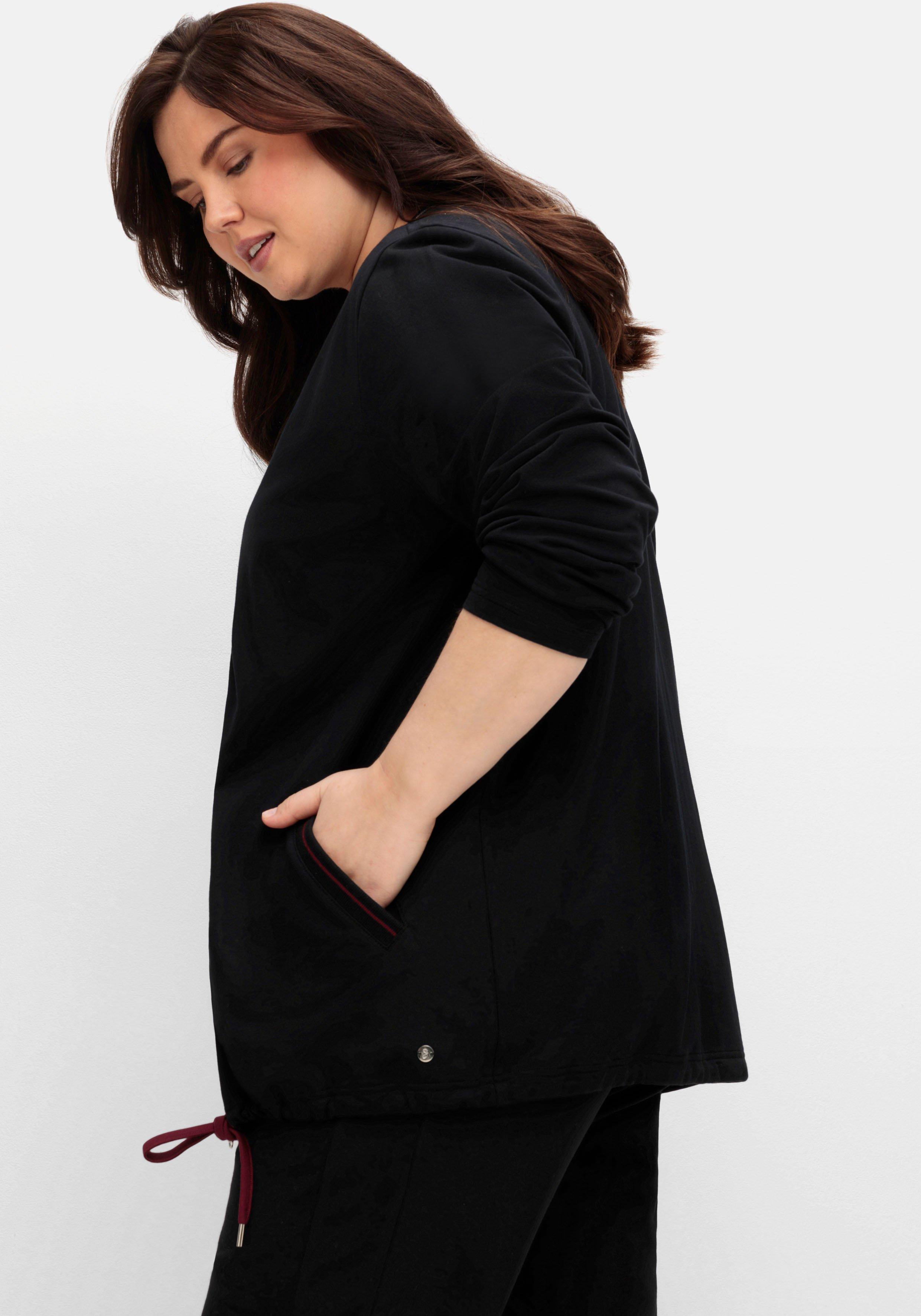 Sweatjacke mit Taschen und Saum-Tunnelzug