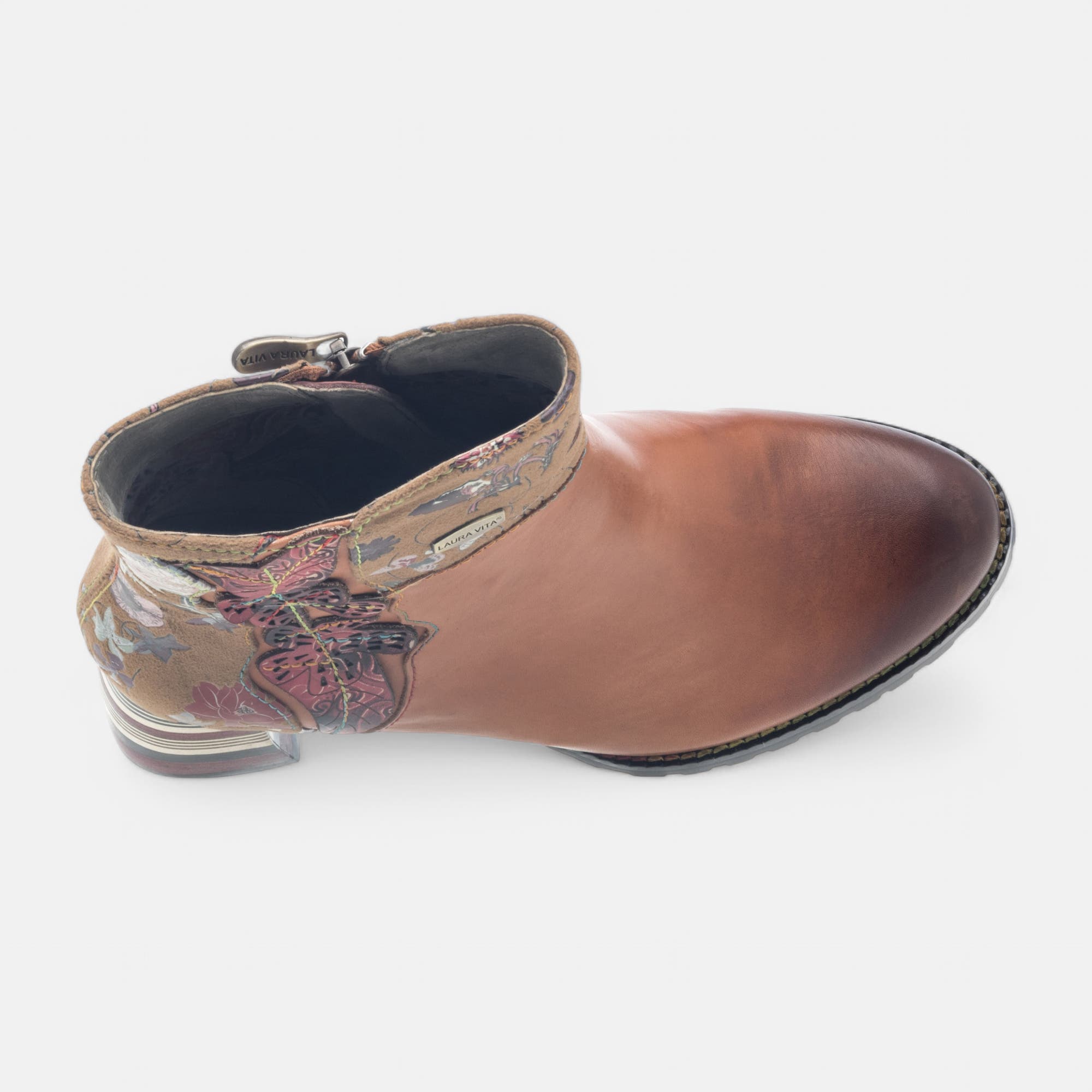 Bottines à talon Femme en cuir cognac