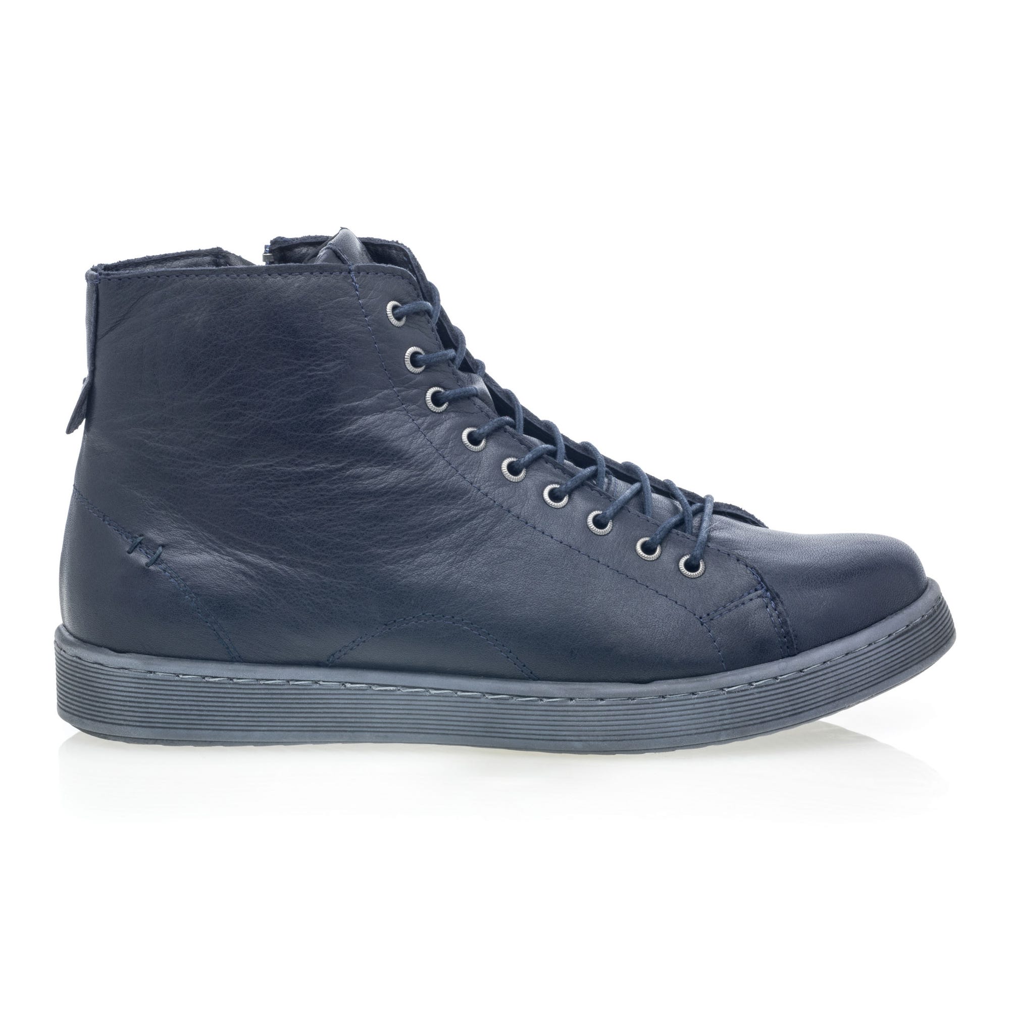 Baskets hautes Femme en cuir bleu marine