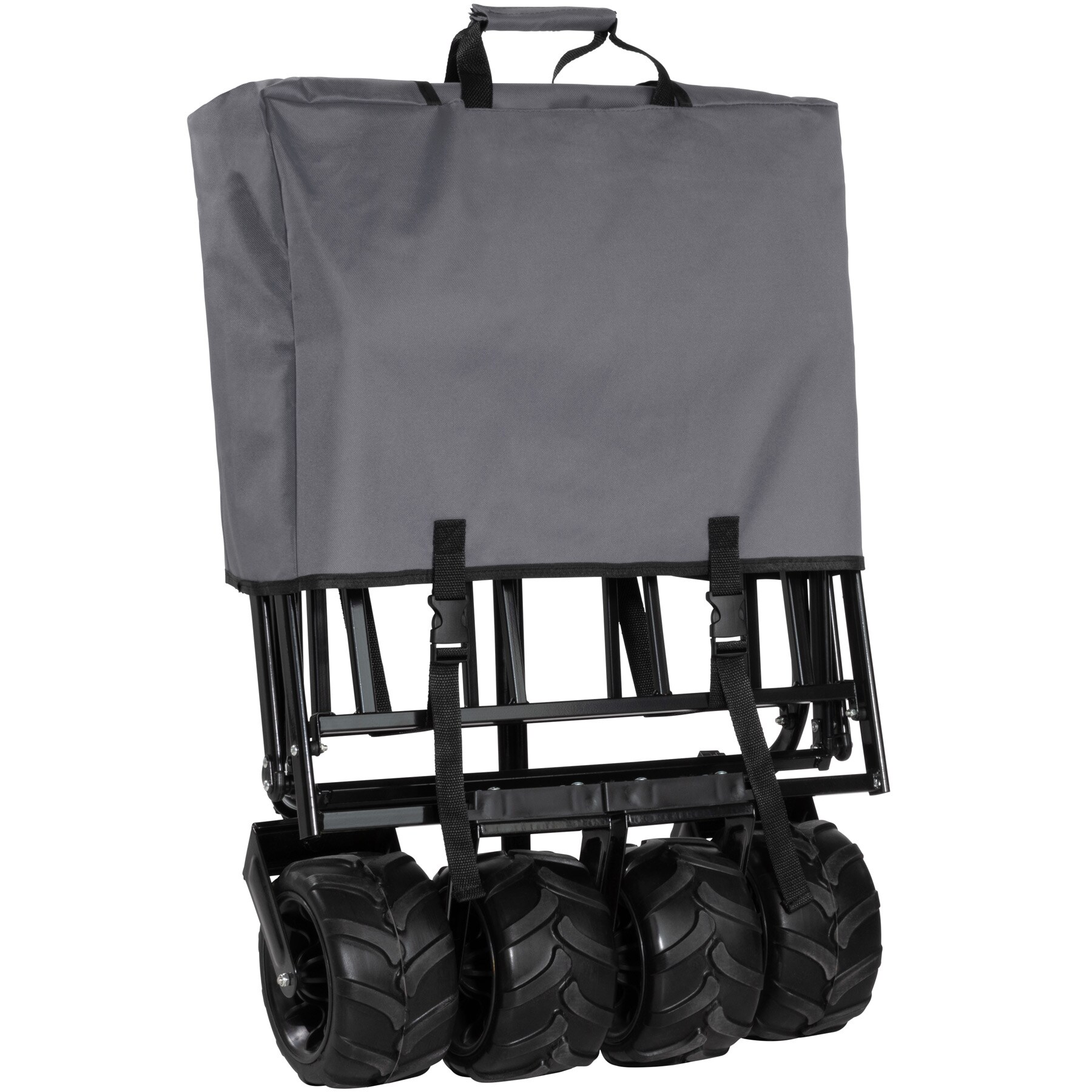 tectake® Bollerwagen, faltbar, abnehmbarer Stoffeinsatz mit 2 Netztaschen, inklusive Tragetasche, Belastbarkeit 80 kg