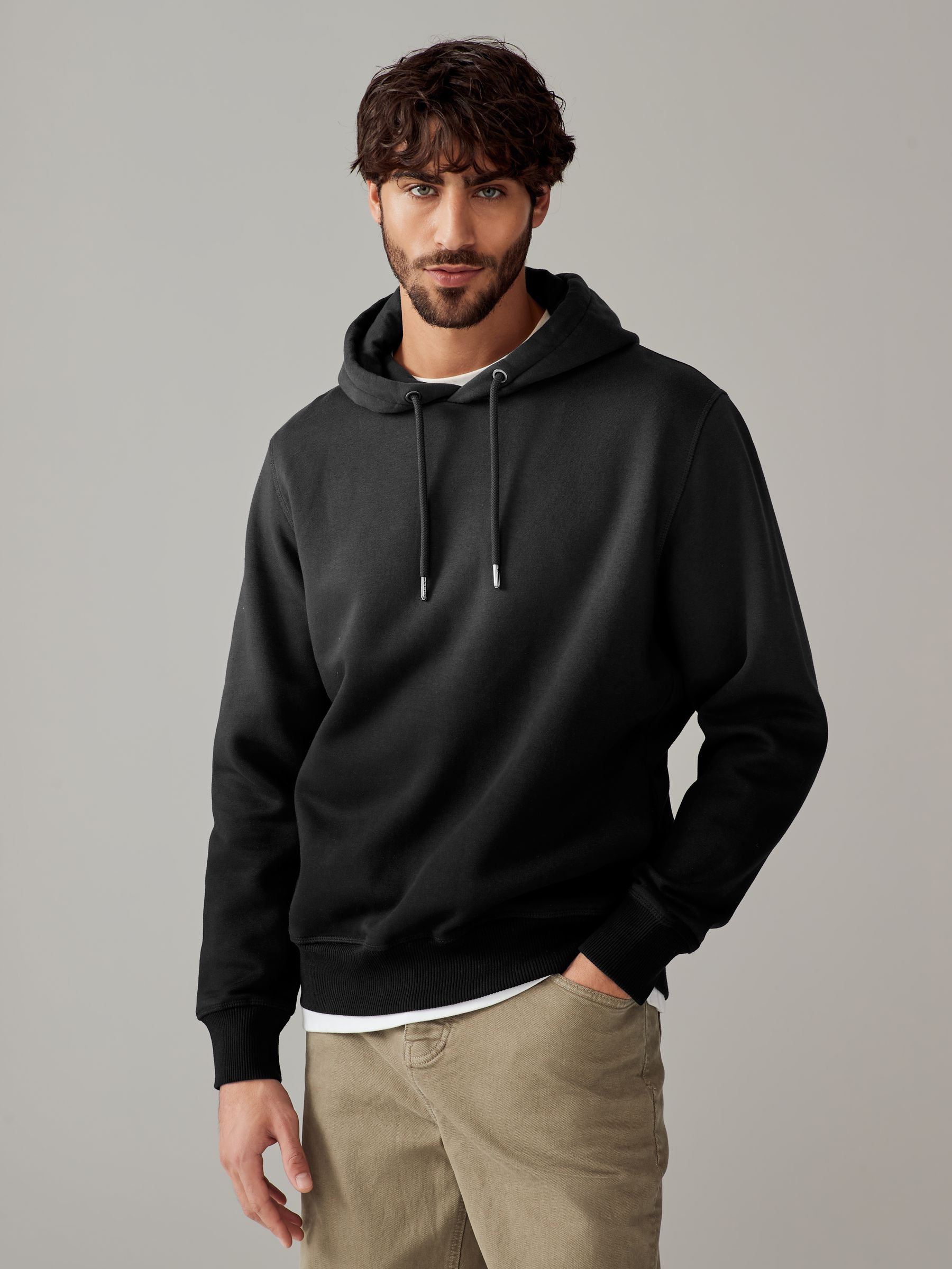 Zwart - Dip Dye Katoenrijke Jersey Hoodie