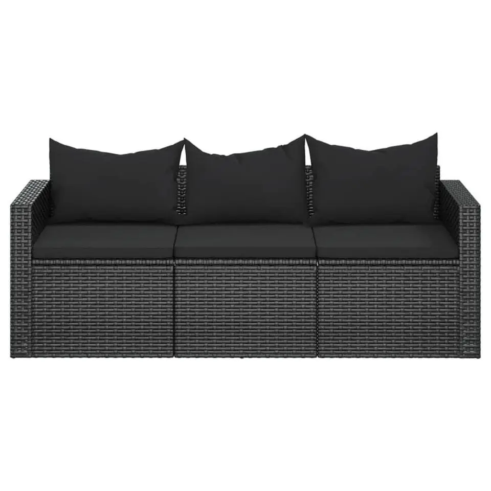 vidaXL - 3-zits Tuinbank - Zwart - Poly rattan