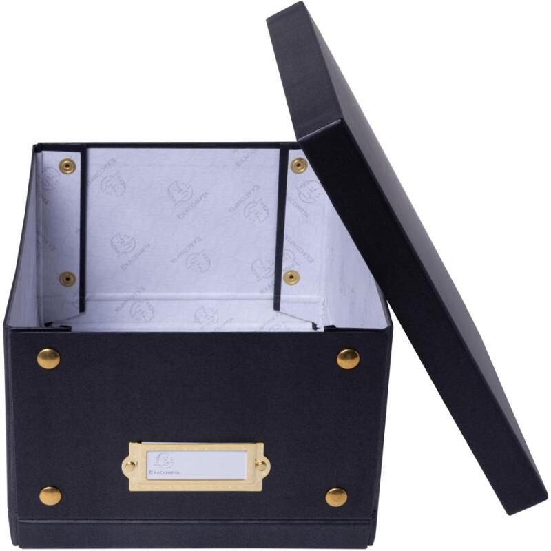 Boîte de rangement à plat carton 20x26x15cm Néo Déco - Noir