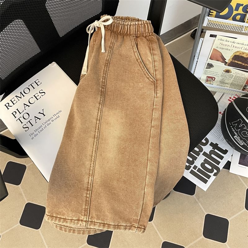 Ateso - Gewassen denim shorts met trekkoordtaille