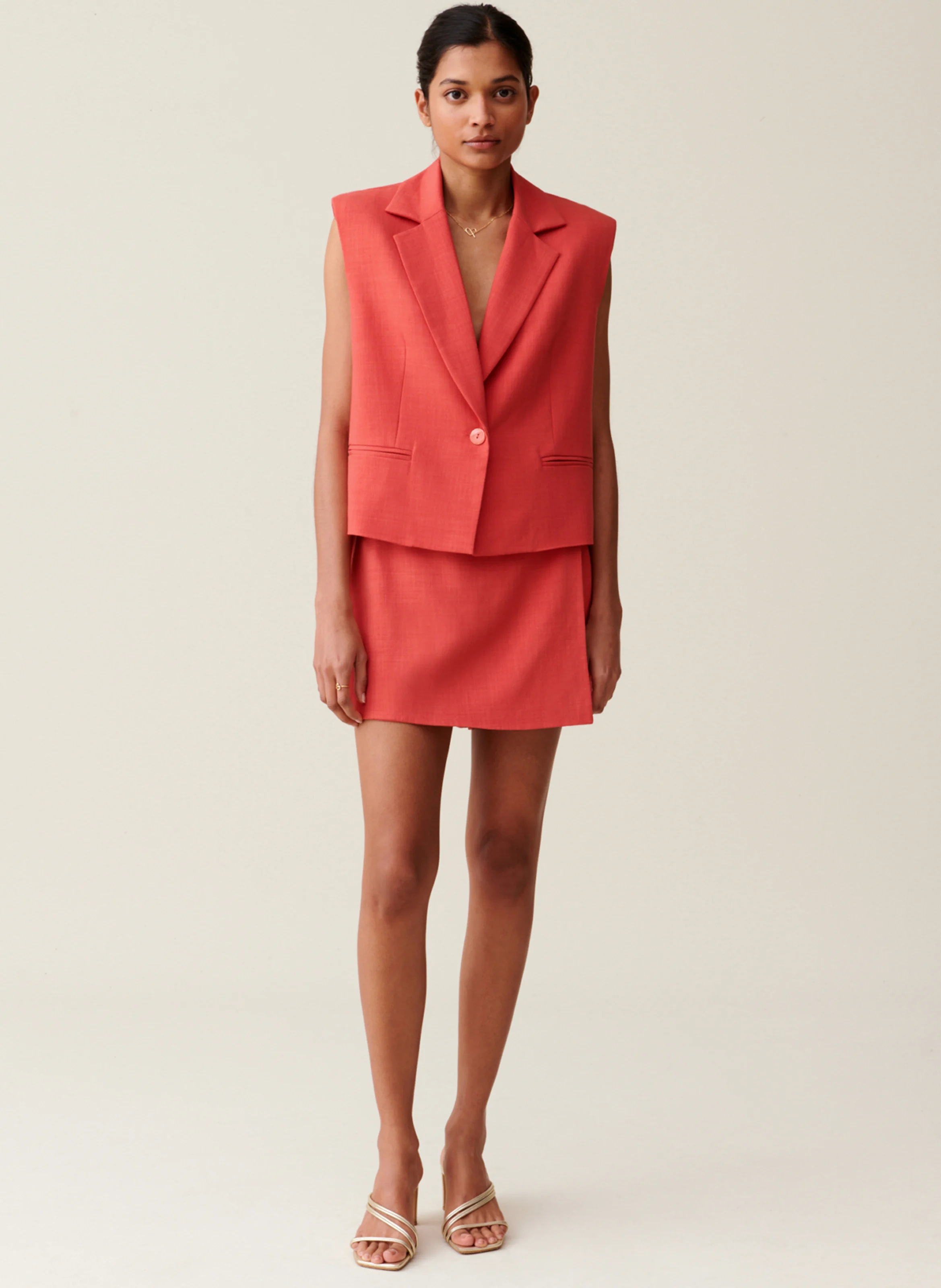 Blazer sans manches| Rouge