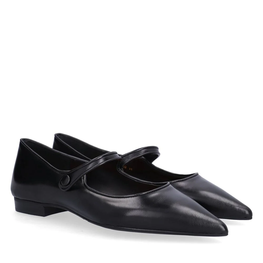 Billi Bi  A7422 Spids Ballerina rem - Black calf