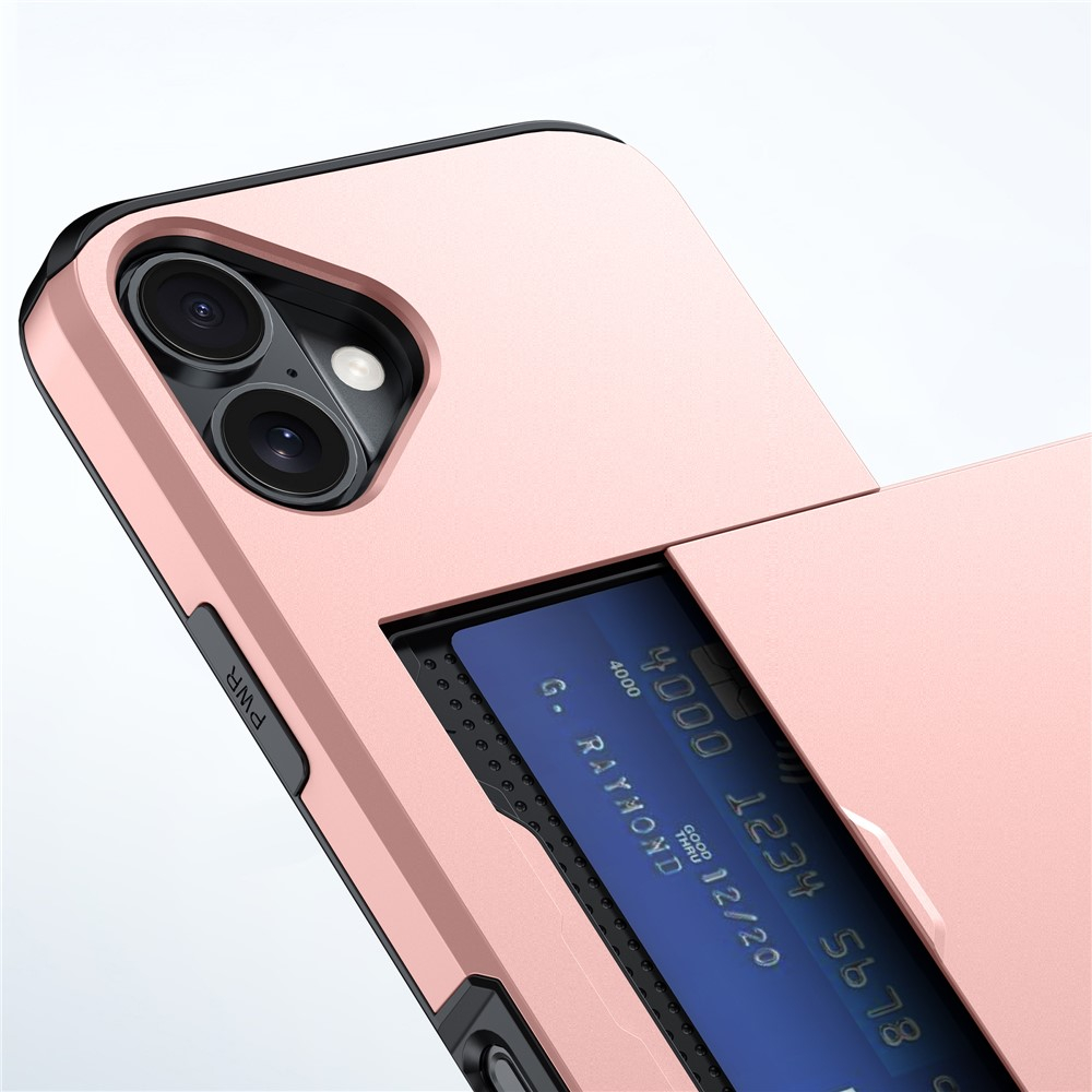 iPhone 17 Hybrid Hardcase Hülle mit integriertem Karten Portemonnaie (aufschiebbar) - Schwarz