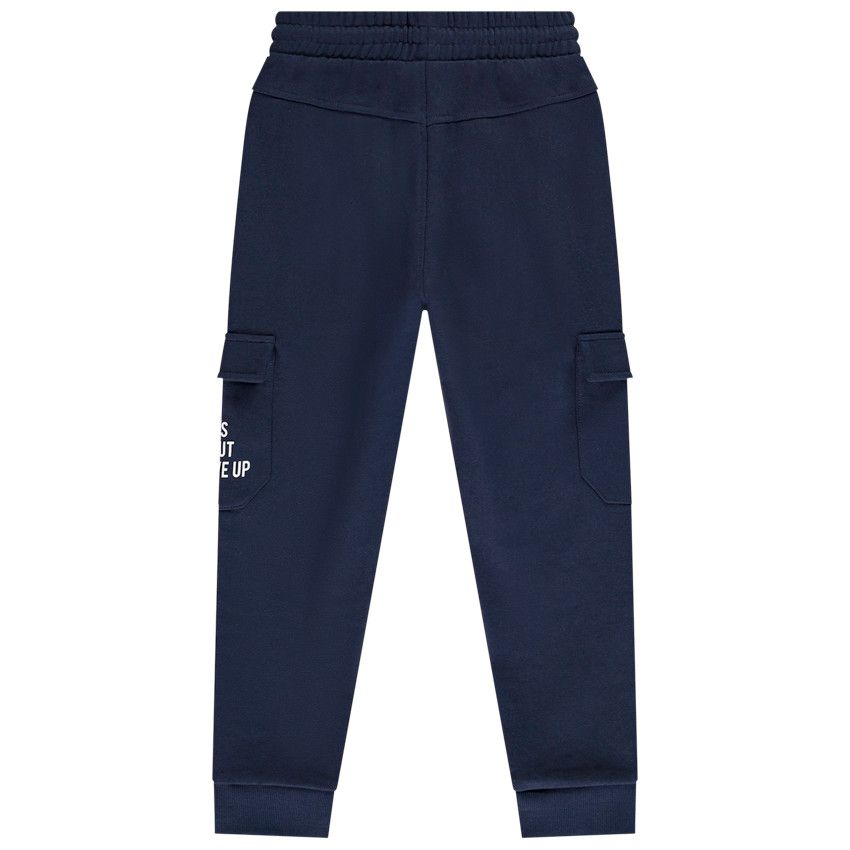 Jogging molleton à poches et message printé pour garçon - Bleu marine