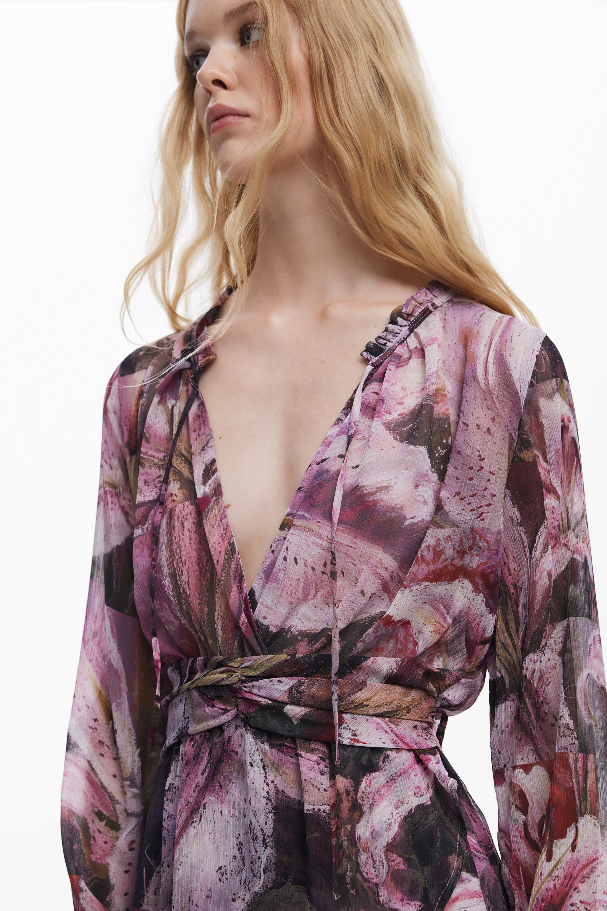 Vestido esvoaçante cor de orquídea