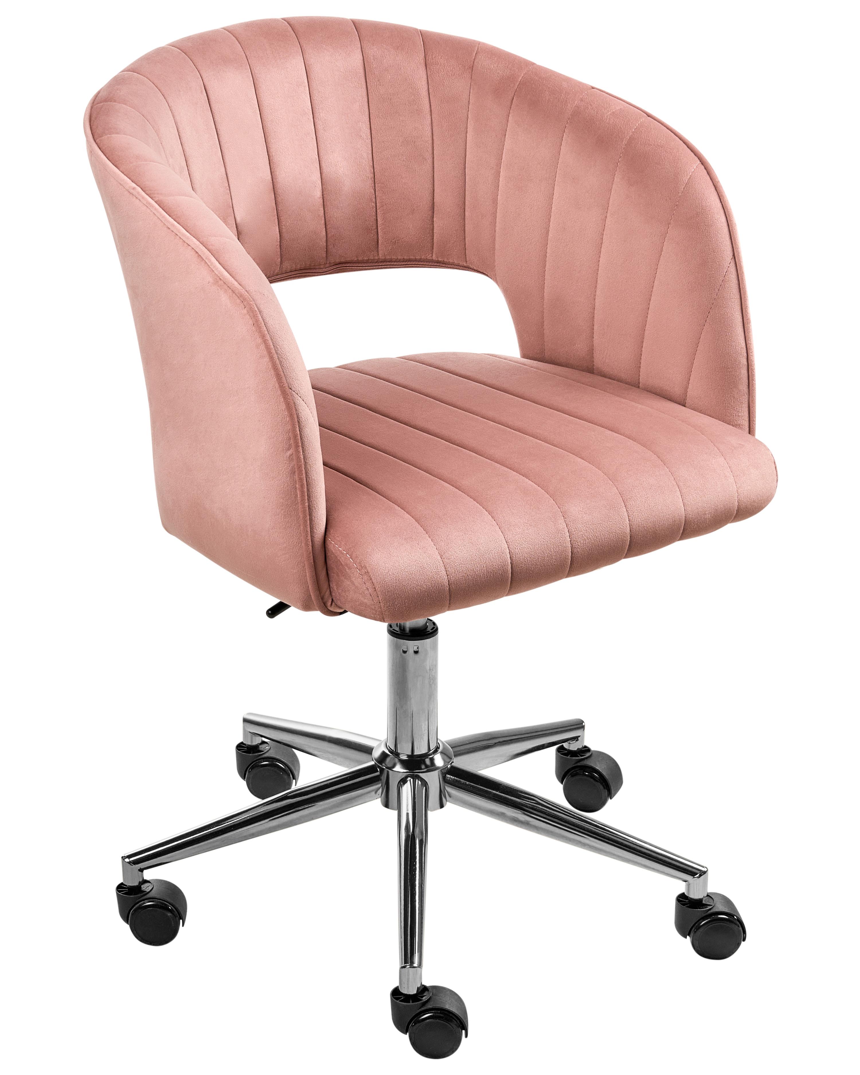 Bureaustoel KATONAH Fluweel Roze