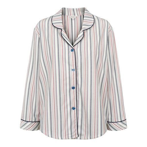 Lady Avenue Bamboo Flannel Pyjamas, Blue/Red Stripes, XL