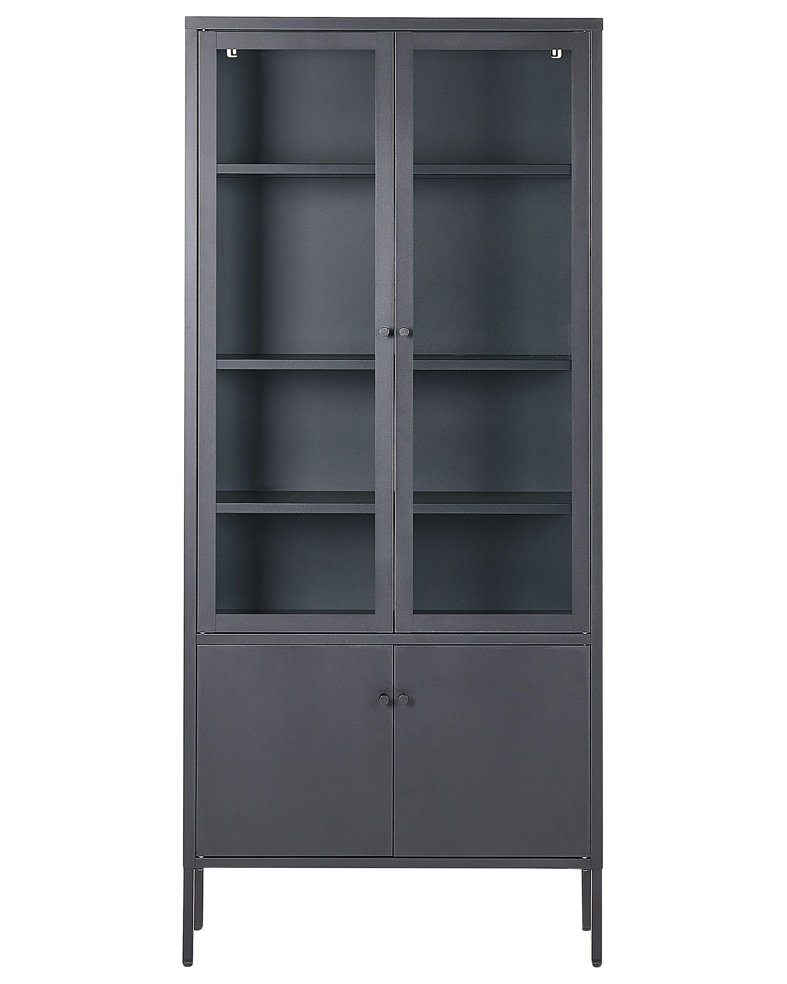 Glazen vitrinekast OXTED Metaal 80 cm Zwart