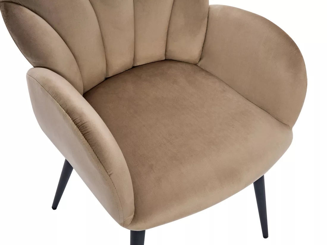 Lot de 2 chaises avec accoudoirs en velours et métal noir - Beige - LANSENA de Pascal Morabito