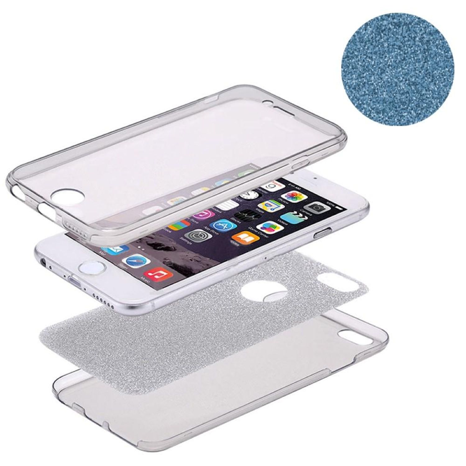 Apple iPhone 8 Plus Hülle Case Handy Cover Schutz Tasche Schtuzhülle Bumper Blau