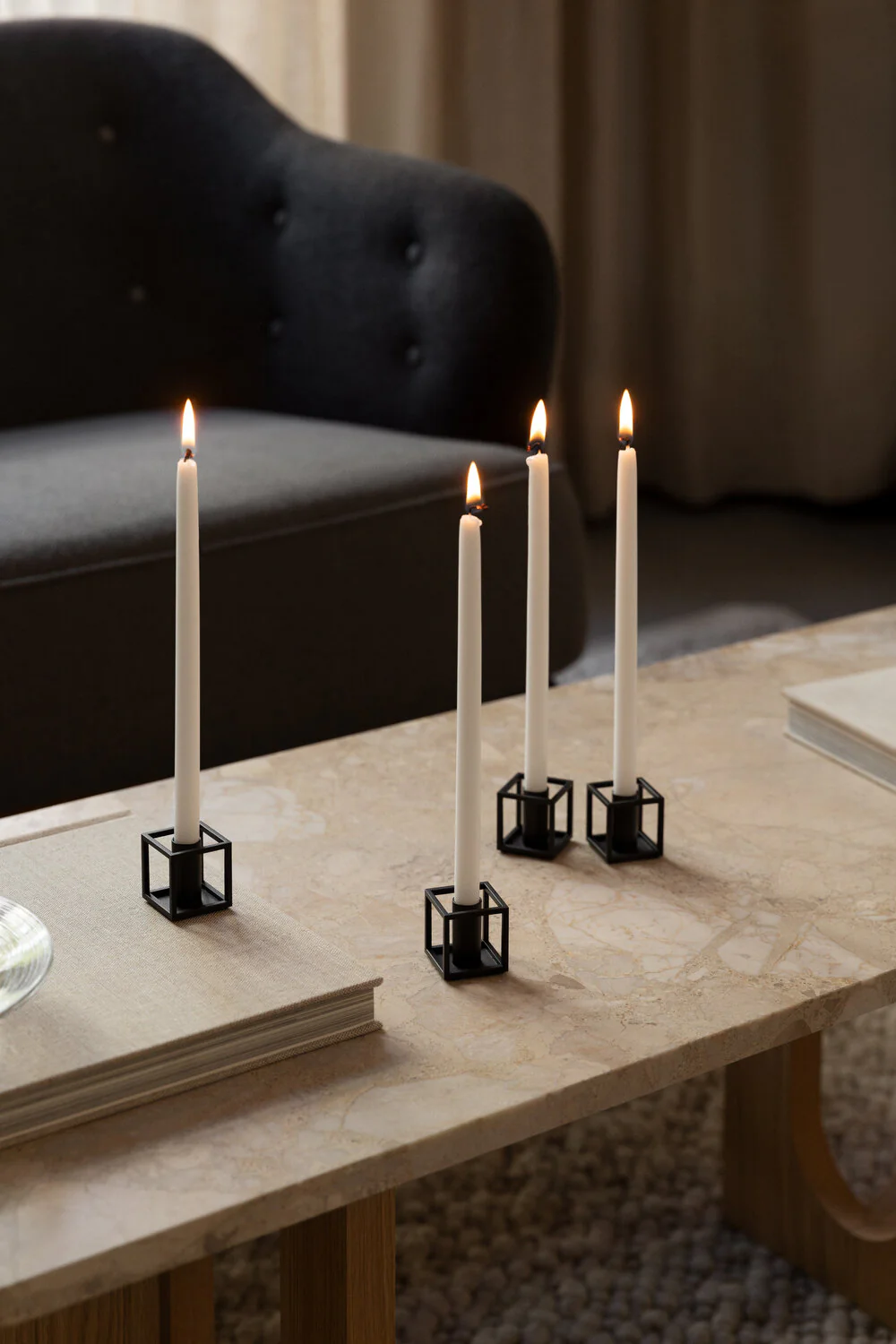 Audo Copenhagen  Kubus Micro lysestager, sort - 2 stk.