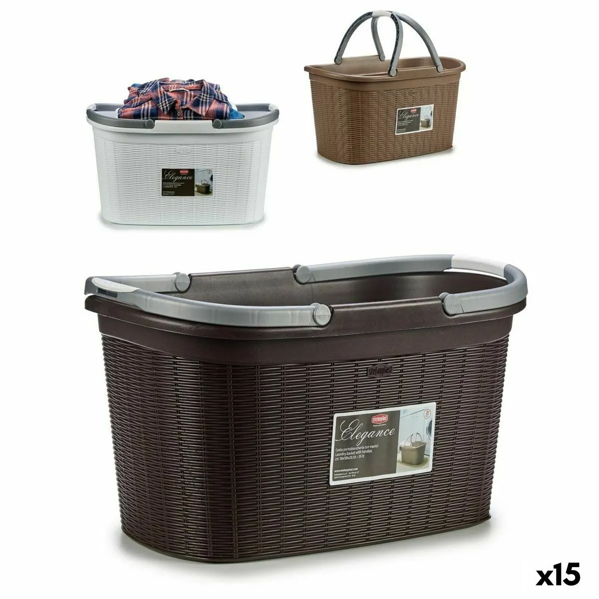 Stefanplast Panier à linge Elegance - Plastique - 35 L - 15 unités
