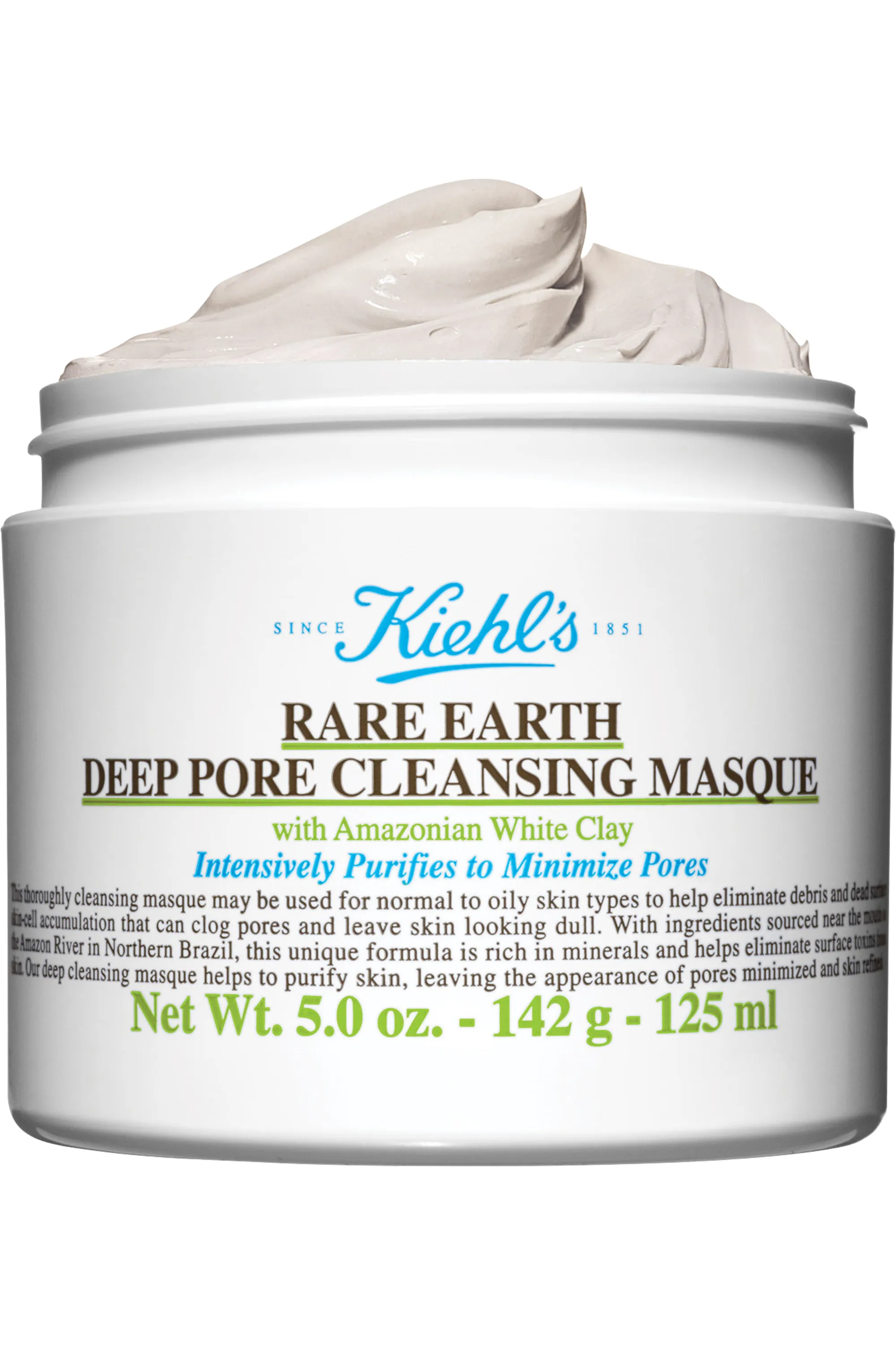Kiehl's Masque purifiant visage à l’argile blanche d’Amazonie Rare Earth-125 ml