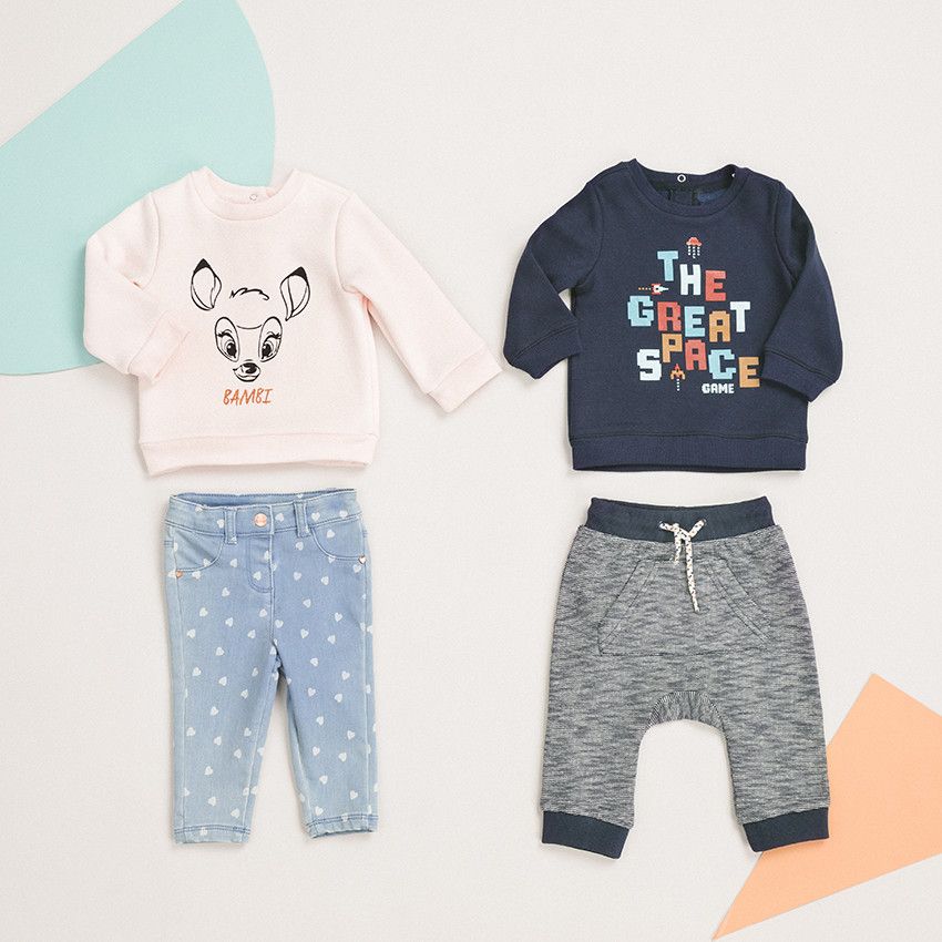 Jean effet used imprimé coeurs all-over - Bleu