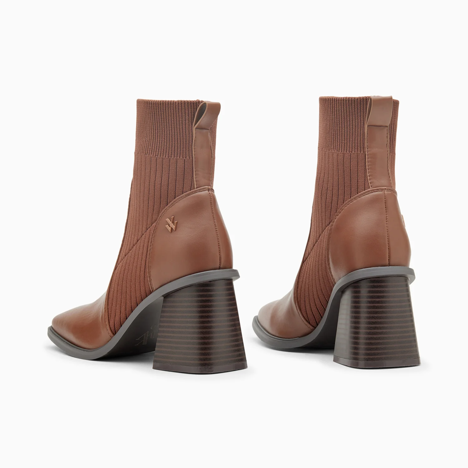 Bottines-Bottines chaussettes Jinger marron à talon trapèze