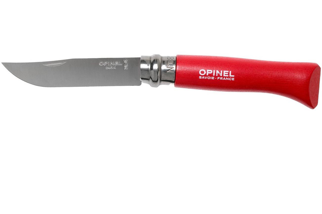 Opinel zakmes No. 08RV Red, roestvast staal, lemmetlengte 8,5 cm
