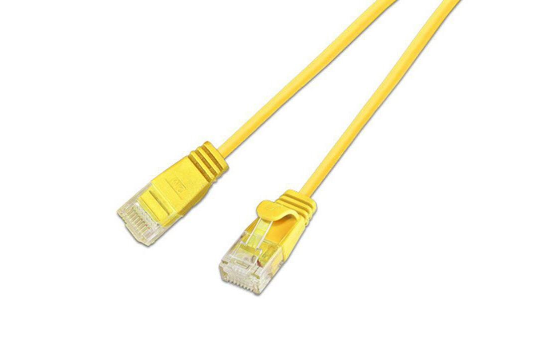 Slimpatchkabel RJ-45 - RJ-45, Cat 6, UTP, 1 m, GelbLightpatchkabel rund, ungeschirmtes Twisted-Pair-Kabel (U/UTP) mit Klinkenschutz