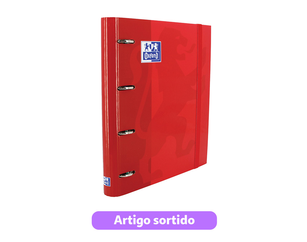 CAPA A4 4 ARGOLAS COM ELÁSTICO E RECARGA DE FOLHAS PAUTADAS OXFORD CORES SORTIDAS