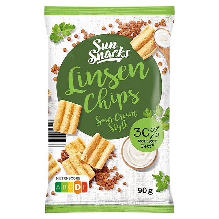 SUNSNACKS Linsen Chips 90 g, Sour Cream