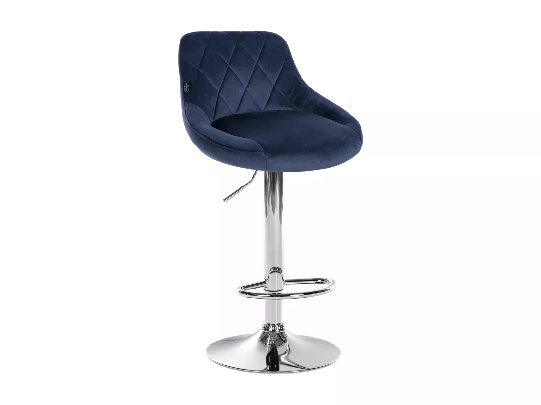 Lot de 2 Tabouret de bar - Velours & Métal - Bleu - Lazio