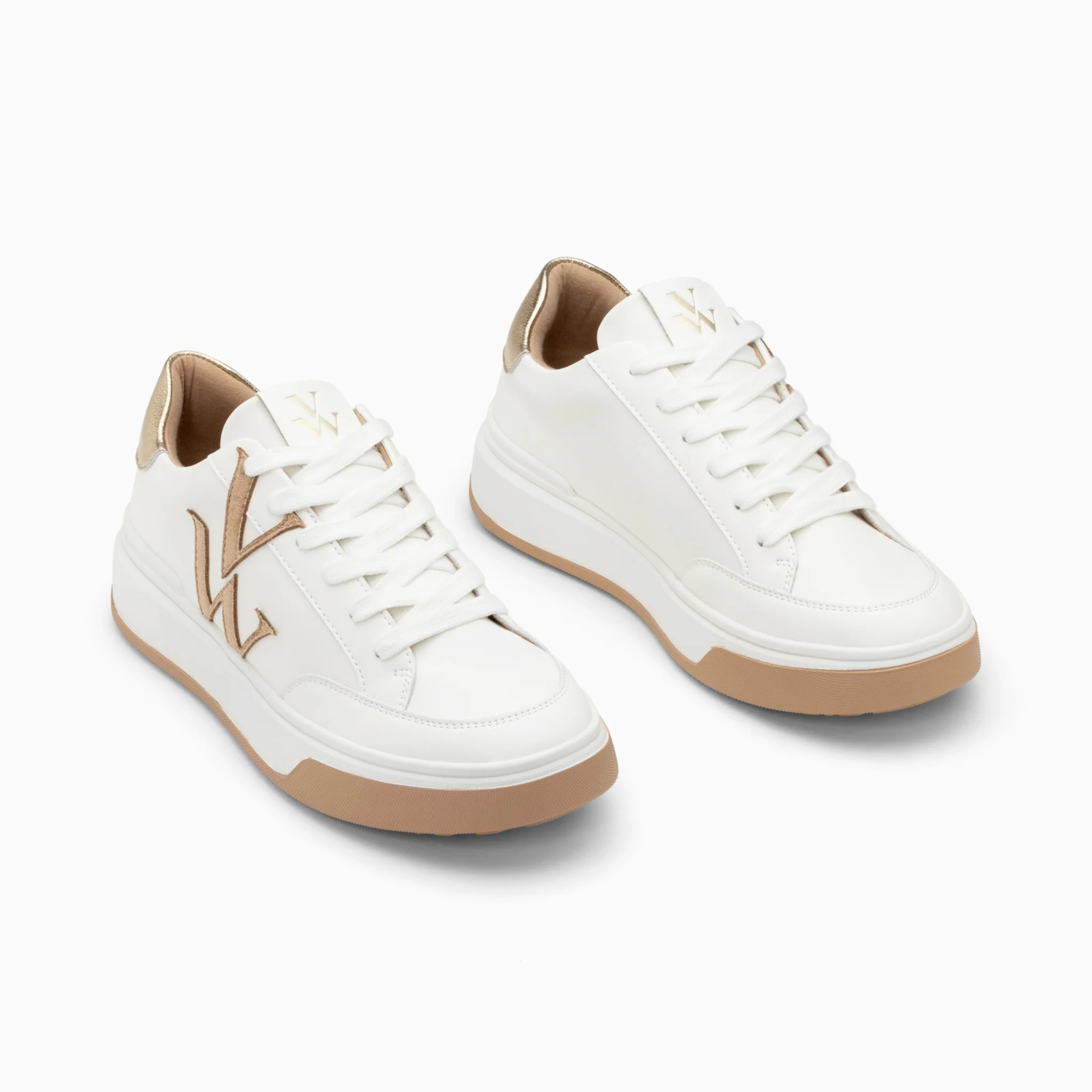 Sneakers-Baskets monogramme Candice blanc et beige