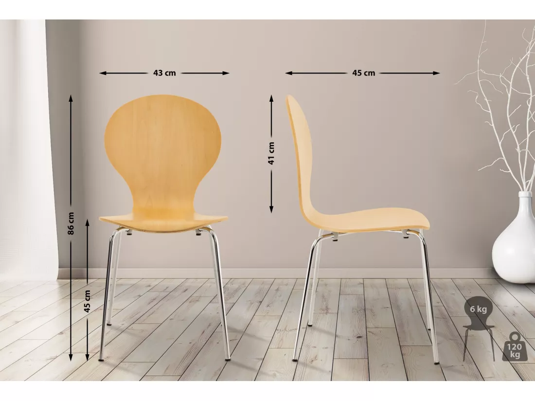 Lot de 8 Chaise de conférence - Bois - Nature - DIEGO