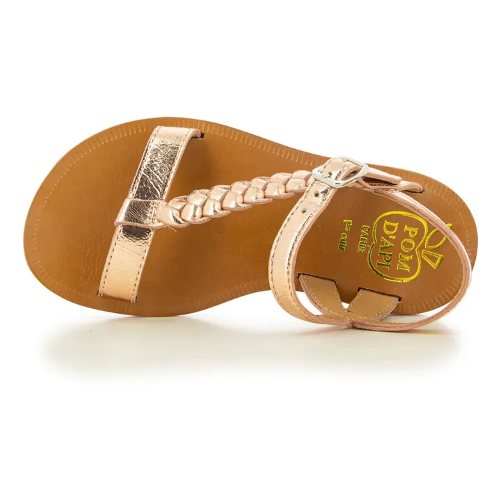 Pom d'Api Sandales Plagette Antik | Or rose