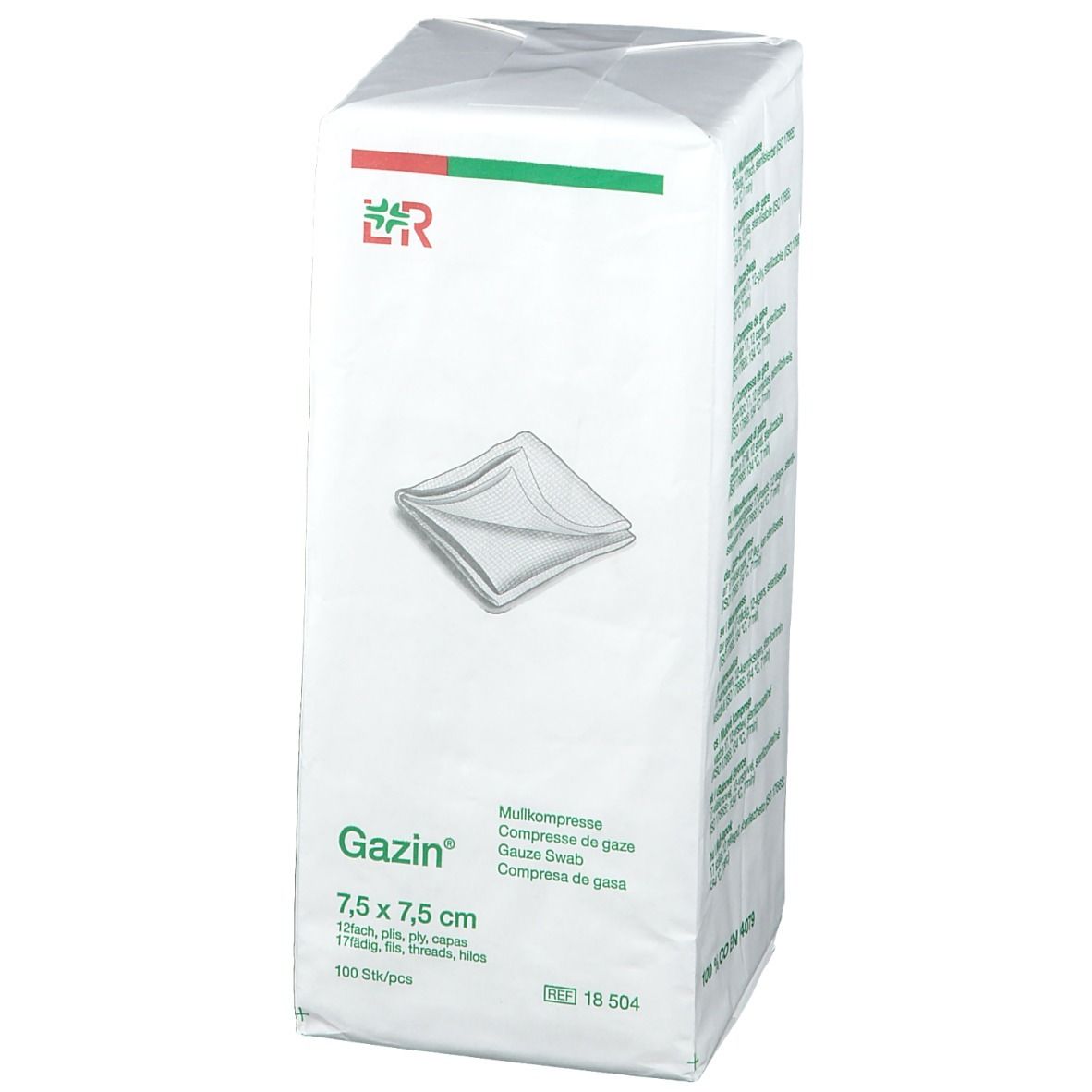 Gazin® Mullkompresse 7,5 cm x 7,5 cm unsteril 12 lagig