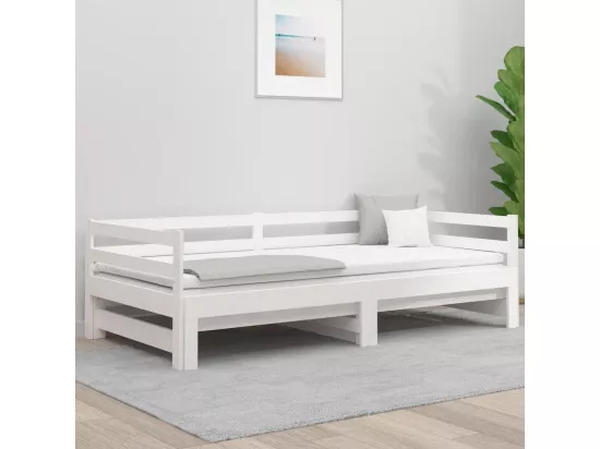 Lit coulissant Blanc 2x(80x200) cm Bois de pin massif