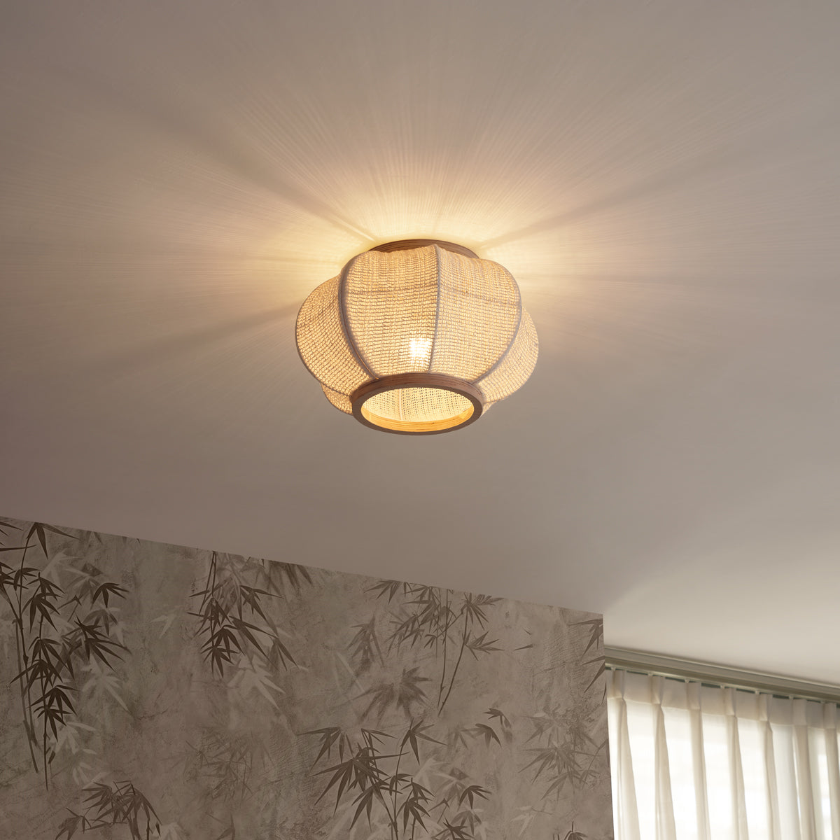 QAZQA Oosterse plafondlamp naturel - Rob