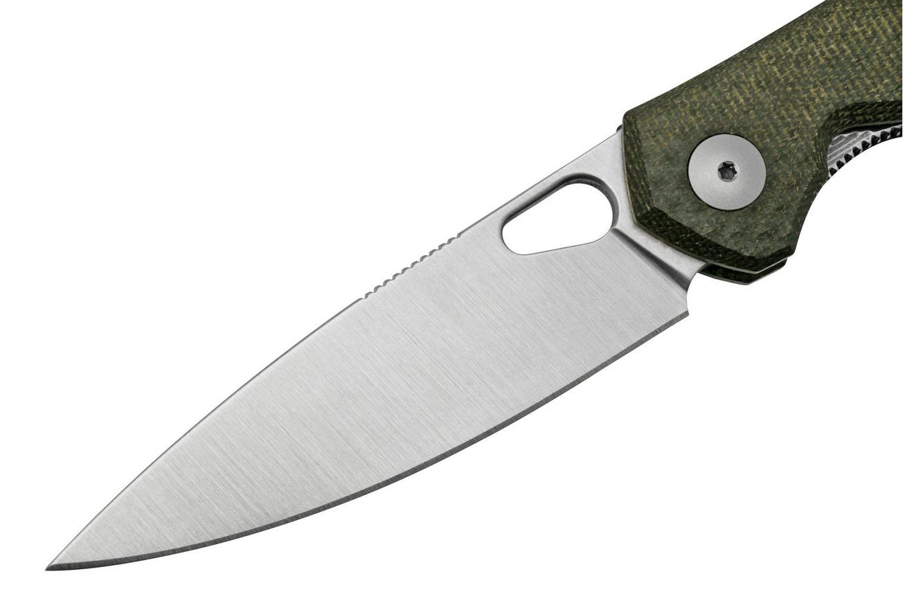 GiantMouse ACE REO Green Canvas Micarta Satin Magnacut, zakmes