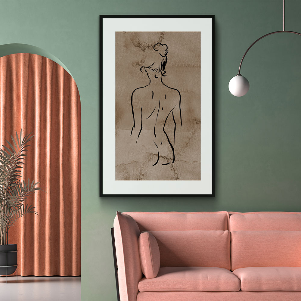Walljar poster ingelijst - Back Line Art Poster ingelijst - 50 x 70 cm