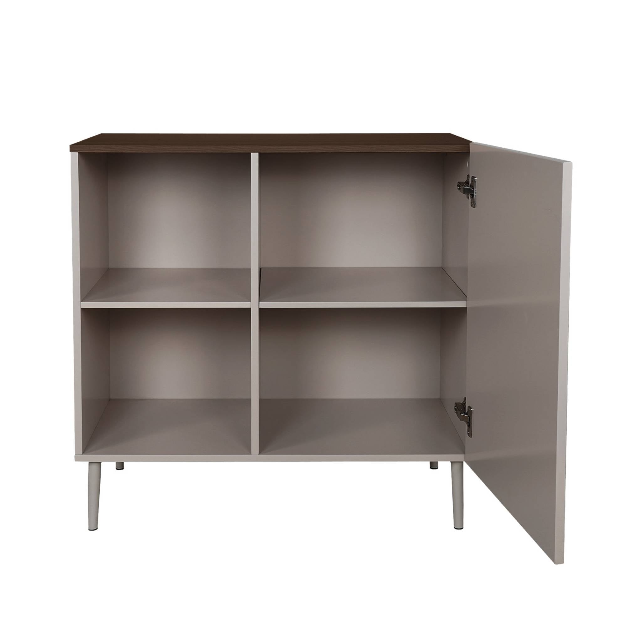 sweeek - Dressoir 1 deur metaal en houtdecor 80cm