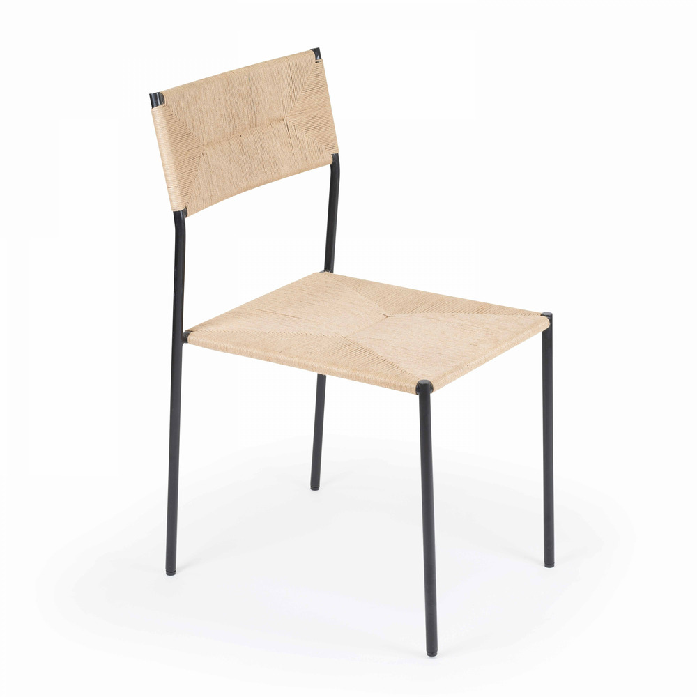 Lot de 6 chaises en sisal tressé et métal