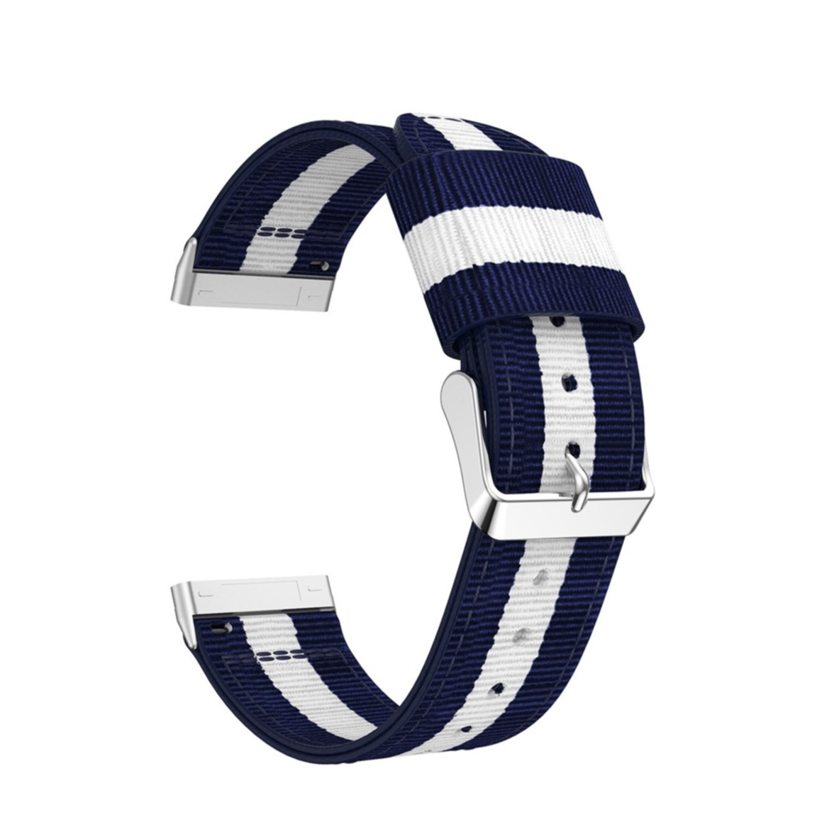 Fitbit Versa 4 / Sense 2 Canvas Stoff Armband mit Dornschliesse (Gelenkumfang 180-230mm) - Blau / Weiss