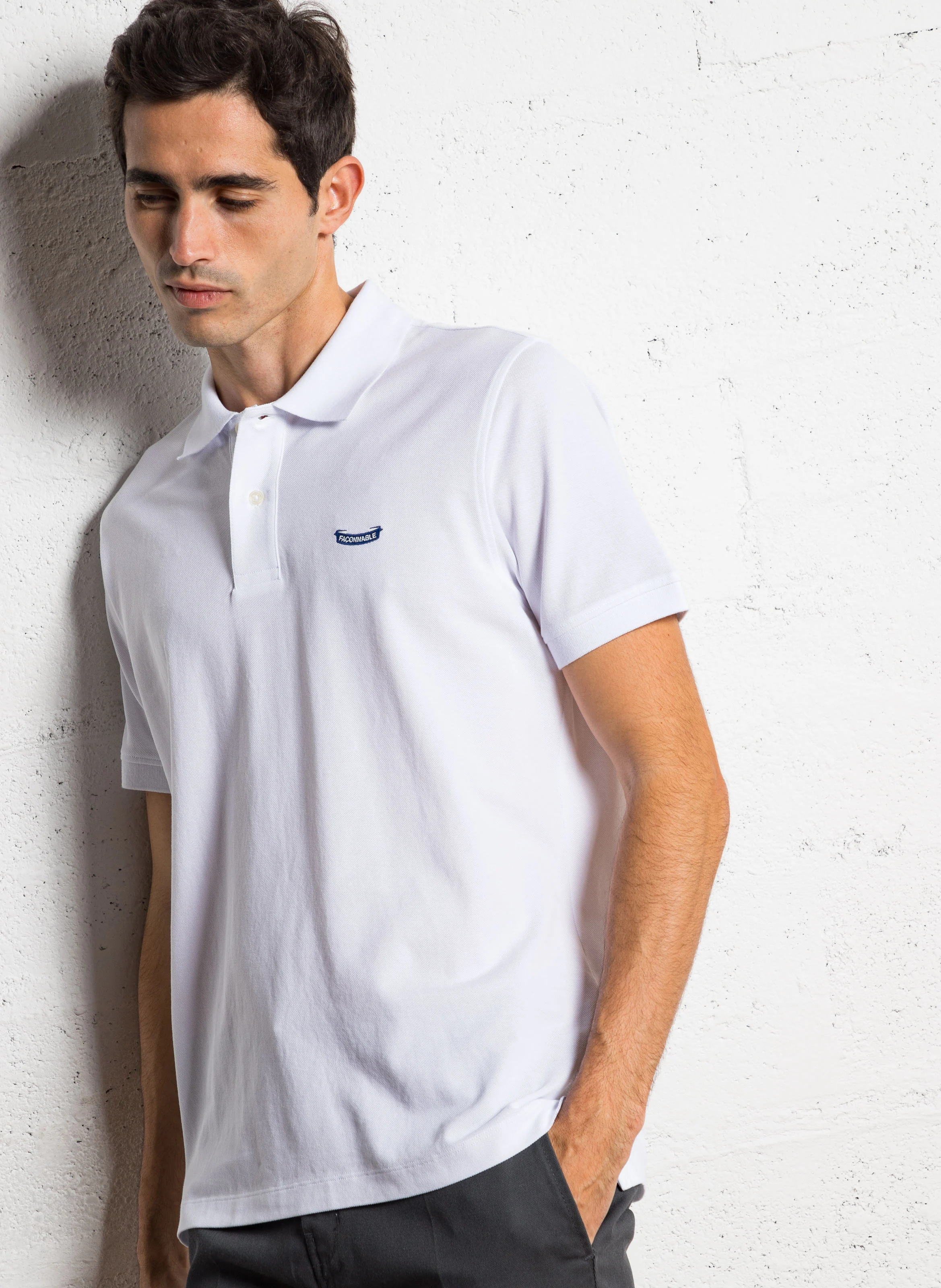 Polo regular-fit en coton piqué | Blanc