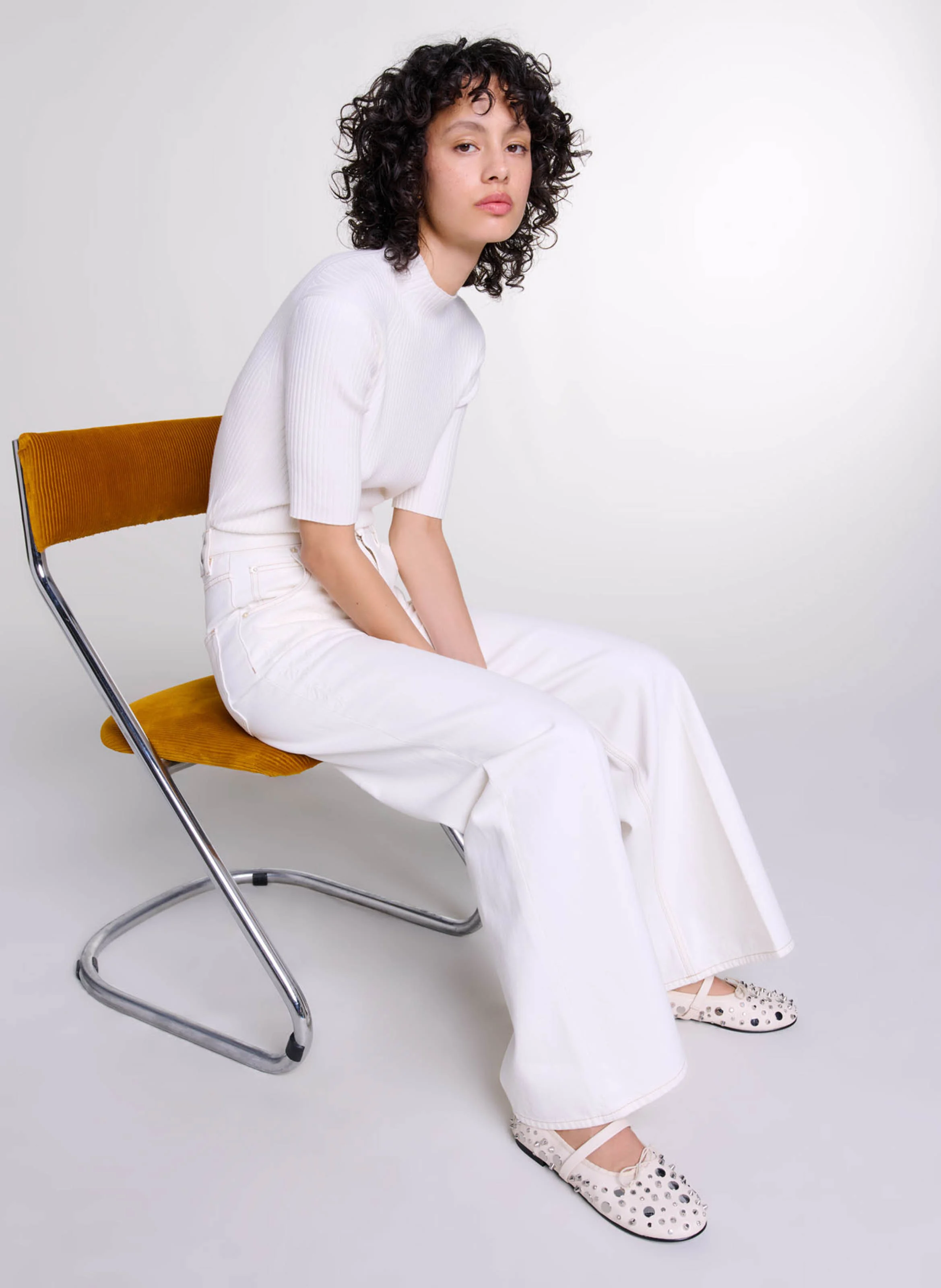 Jean large en coton | Blanc