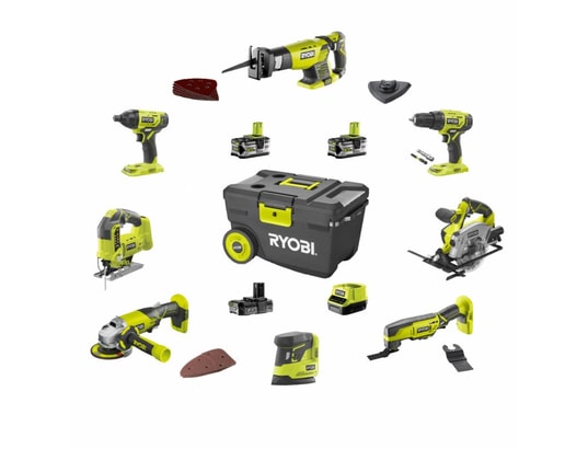 RYOBI - Ensemble outils Pack combo 8 outils - 2 batteries 5.0ah et 1 batterie 2.0ah...