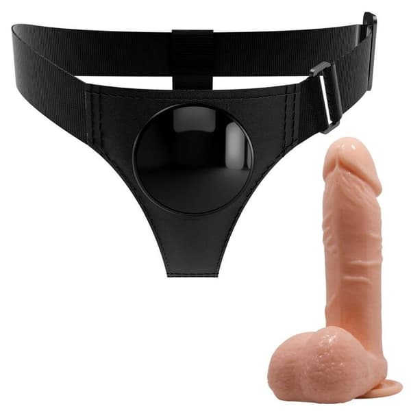 Pretty Love - Harness Briefs Universal Sele Med Dildo Tom 20 Cm Naturlig