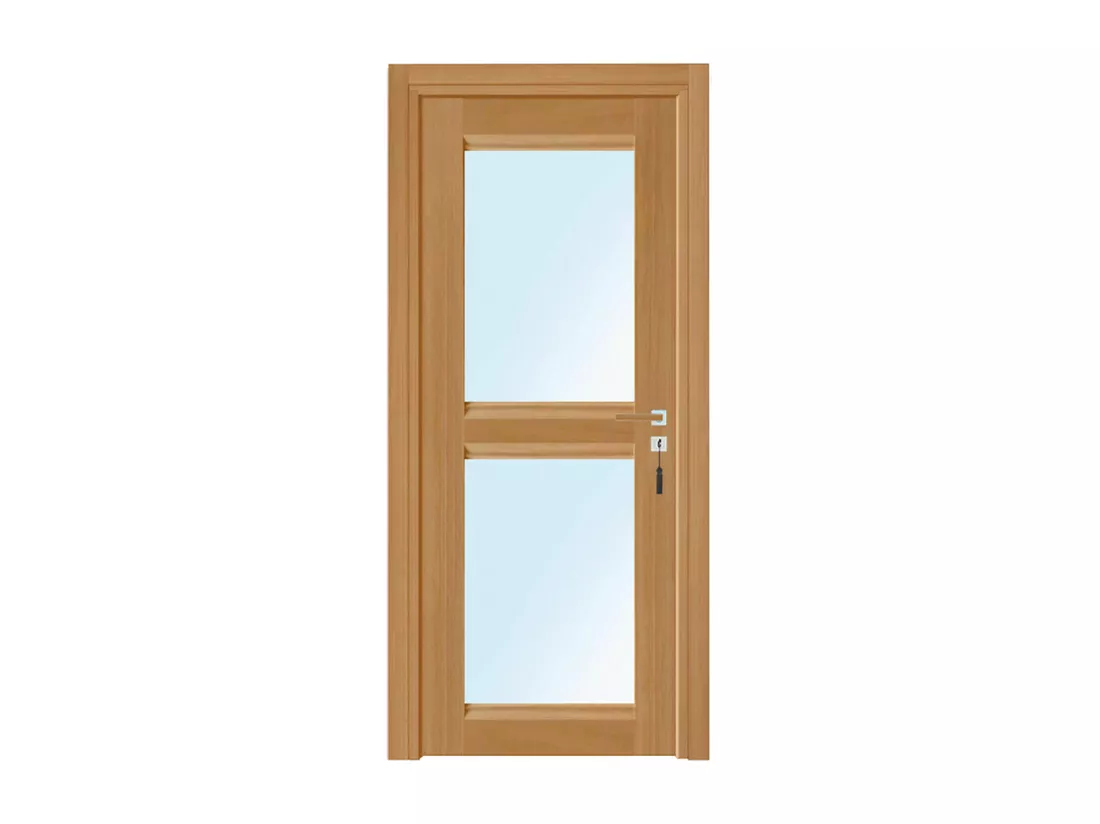 Bloc-porte pose fin de chantier collection Premium Classic 2 carreaux, H.204 x l.83 cm, aspect chêne naturel, réversible