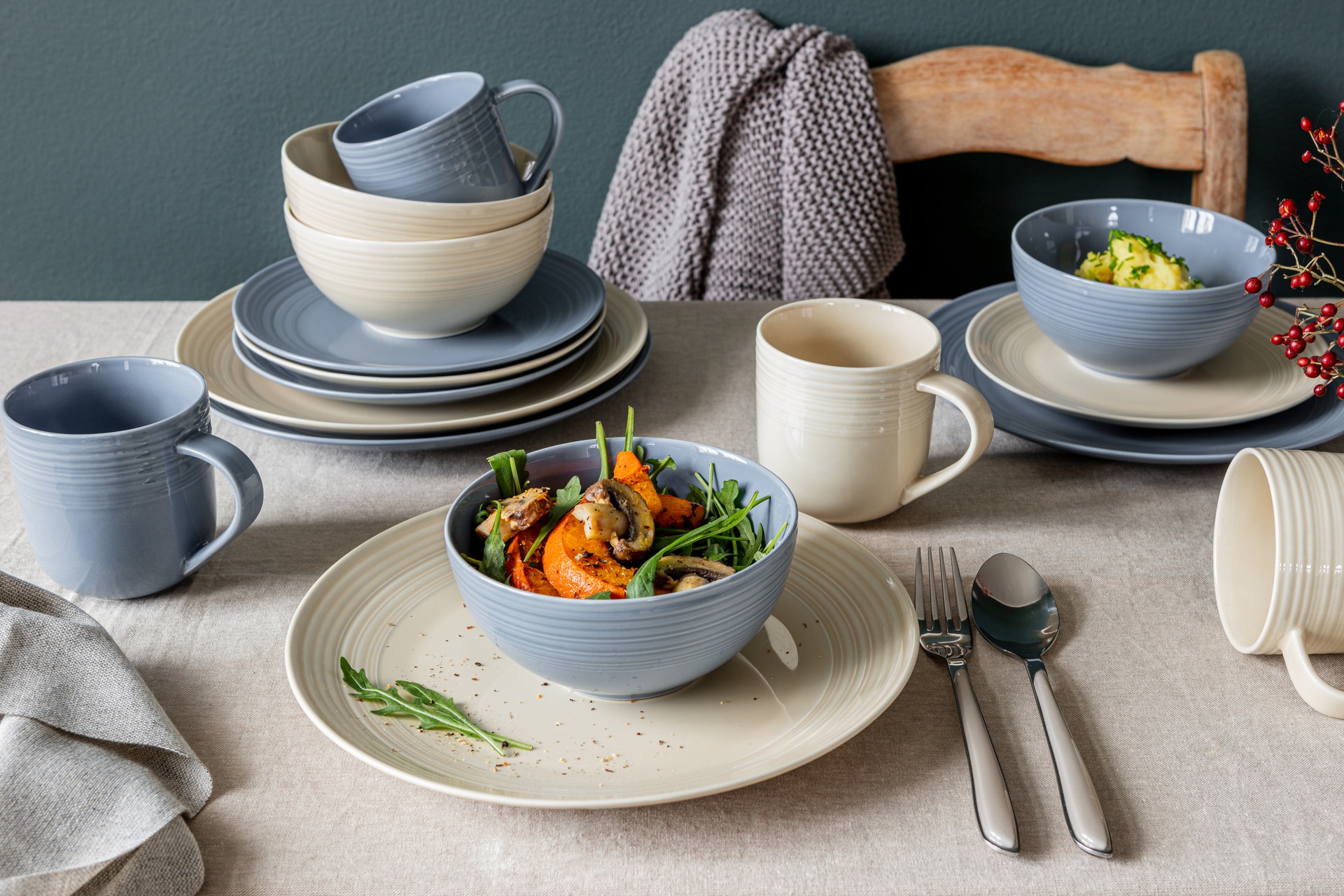 Ritzenhoff & Breker Kombiservice LEVI 16-teilig Porzellan blau/creme
