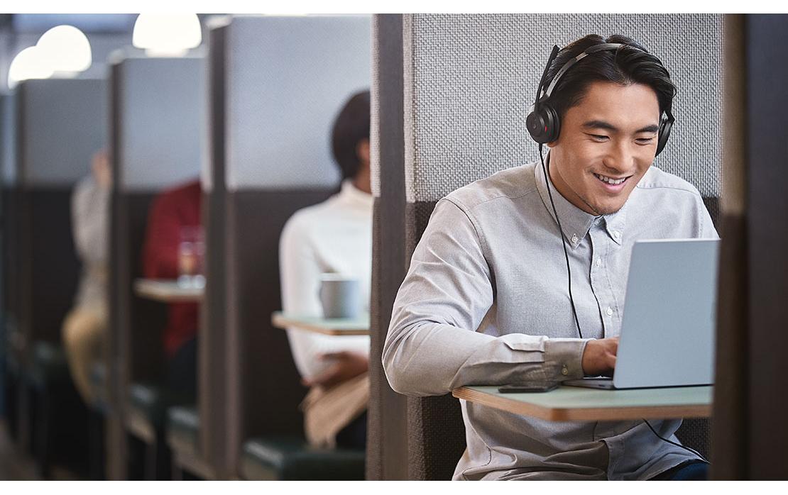 Headset Evolve2 30 SE Duo MS Schwarz, USB-CEntwickelt, damit Sie produktiv bleiben, leicht, tragbar, zuverlässig, komfortabel