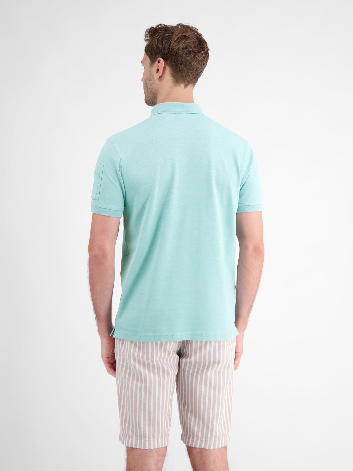 Unifarbenes gewaschenes Poloshirt mit Stretcheffekt