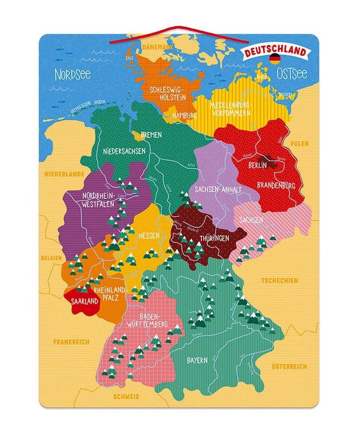 Magnet-Landkarte DEUTSCHLAND 79-teilig in bunt