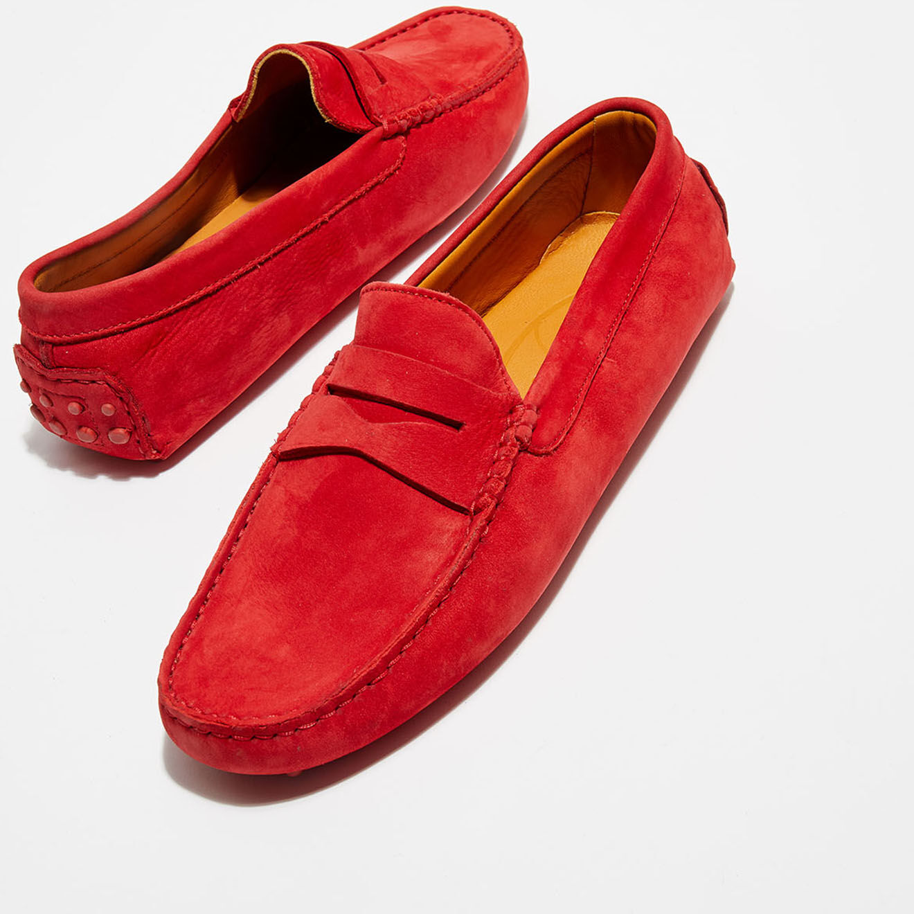 Loafers Mocassins en Velours de Cuir Elie  rouges