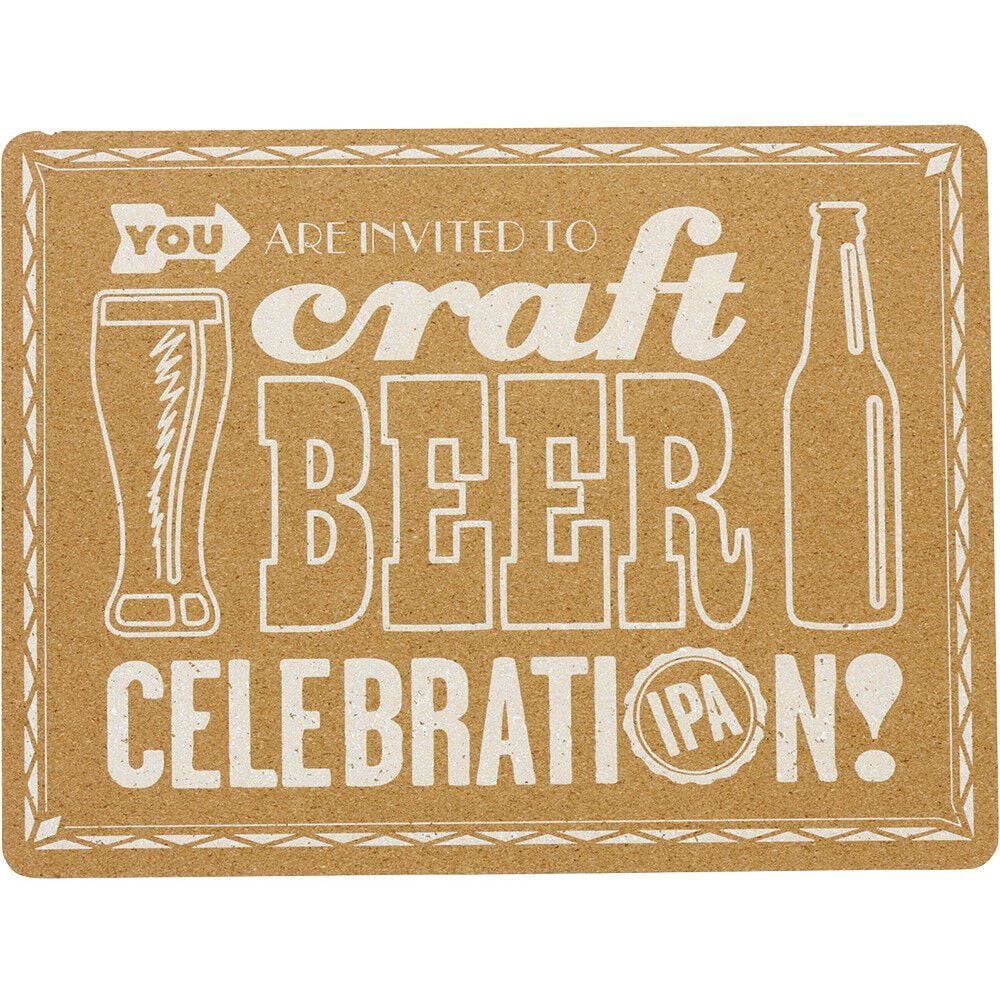 Set de table rectangulaire en liège imprimé Bière naturel blanc